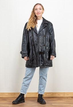 Vintage 90's Women Black Leather Jacket 