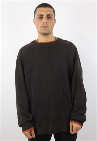 VINTAGE TOMMY HILFIGER BROWN KNIT JUMPER