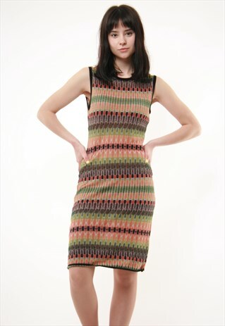 VINTAGE MISSONI PATTERN MULTICOLOR PENCIL DRESS 781