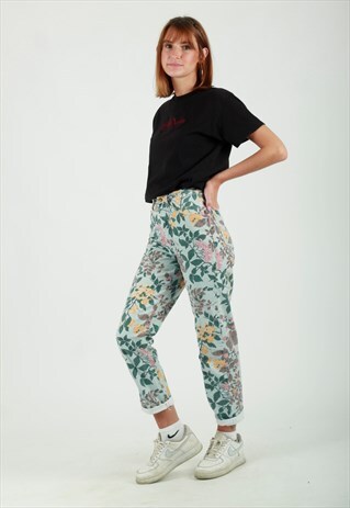 VINTAGE NAF NAF FLORAL PRINT JEANS UK 6