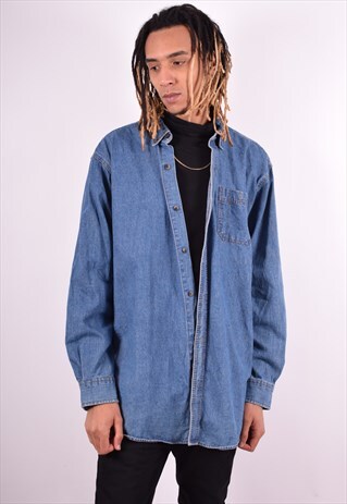 MENS VINTAGE DENIM SHIRT XL BLUE 90'S