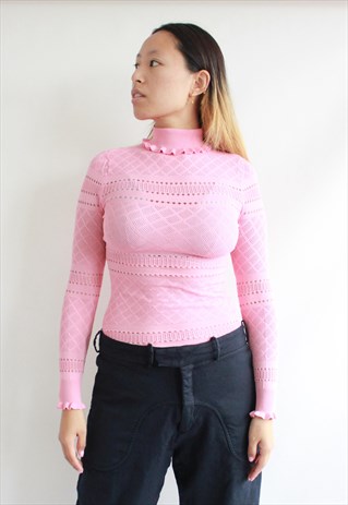 BABY PINK ROLL NECK JUMPER