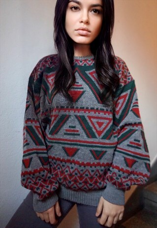 VINTAGE COLORFUL JOLLY ETHNIC PATTERNED JUMPER