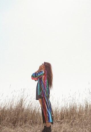 PASS THE SALT RAINBOW SEQUIN FESTIVAL JACKET KIMONO