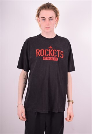 ADIDAS MENS VINTAGE T-SHIRT TOP LARGE BLACK 90'S