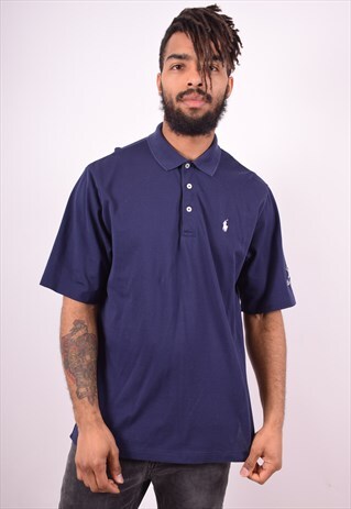 POLO RALPH LAUREN MENS VINTAGE POLO SHIRT MEDIUM BLUE 90'S