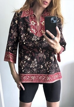 70s Boho CottonTunic / Blouse / Top - S - M