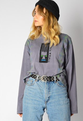 VINTAGE 90S PURPLE GRUNGE GRAPHIC TOP