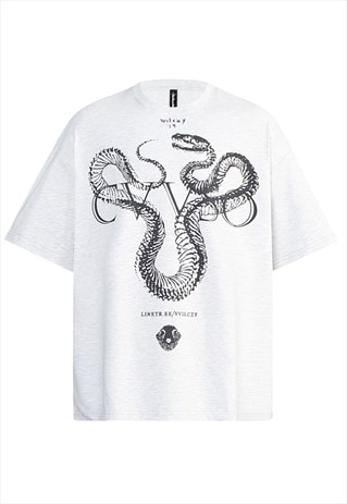 Snake print t-shirt Gothic top punk venom tee off white