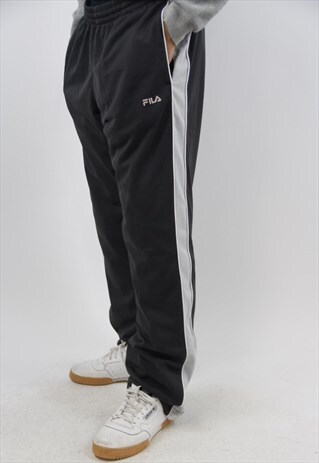 VINTAGE FILA GREY STRIPED TRACKSUIT BOTTOMS
