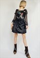 90s vintage retro black faux fur fluffy wrap mini skirt