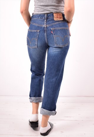 LEVI'S 501 WOMENS VINTAGE JEANS W28 L30 BLUE 90S