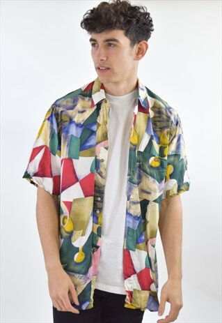 VINTAGE 90S MULTI COLOUR PATTERN SUMMER SHIRT