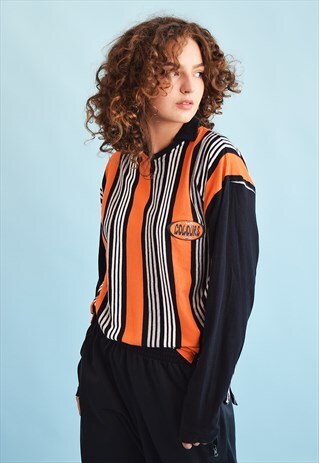 90'S RETRO STRIPED OVERSIZED VARSITY JERSEY JUMPER