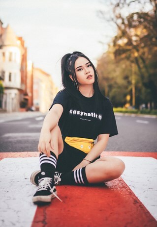 OVERSIZED T-SHIRT IN BLACK WITH BLURRED GRAPHIC