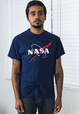VINTAGE NASA T-SHIRT LOGO 90S M 5.8