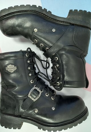 90's Vintage Boots Chunky Platform Black Leather
