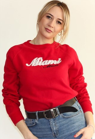 VINTAGE 90'S MIAMI MOM RED AMERICAN SWEATSHIRT