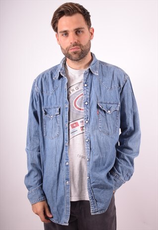 LEVI'S MENS VINTAGE DENIM SHIRT XL BLUE 90S