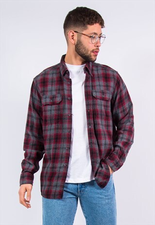 RED CHECK PATTERN FLANNEL SHIRT