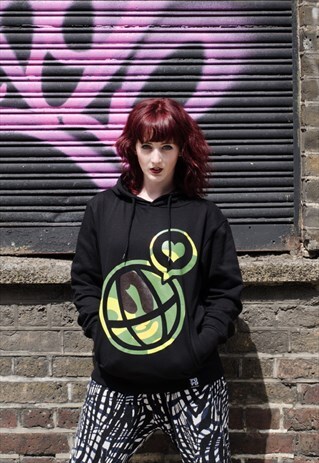 PULLOVER HOODIE BLACK ORGANIC CAMOUFLAGE LOGO PRINT
