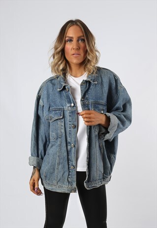 DENIM JACKET OVERSIZED FITTED VINTAGE UK 20 - 22 (2DV)
