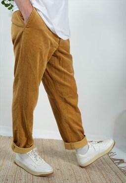 Vintage 90s Mustard Gold Dad Fit Corduroy Trousers