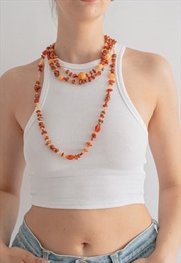 Vintage 70s Oversized Beaded Necklace in Glassy Plastic