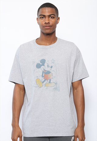 VINTAGE DISNEY MICKEY MOUSE PRINT T-SHIRT GREY