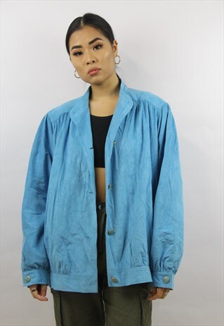 VINTAGE 90'S POWDER BLUE SUEDE-FEEL JACKET