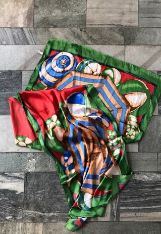 RARE VINTAGE GUCCI RED SCARF WITH BEACH PATTERN