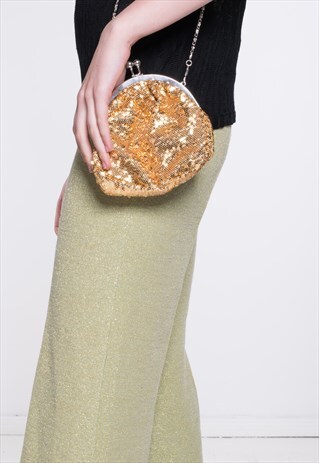 VINTAGE SHINY GOLD RETRO PURSE