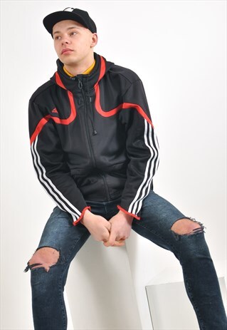 VINTAGE ADIDAS TRACK HOODIE IN BLACK