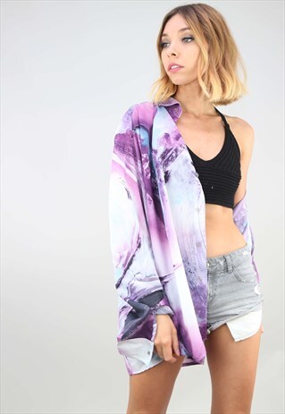 VINTAGE OVERSIZED LONG SLEEVE PATTERNED SHIRT