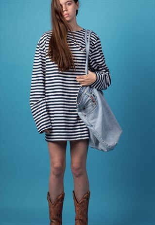 LONG NAVY/WHITE BRETON TOP