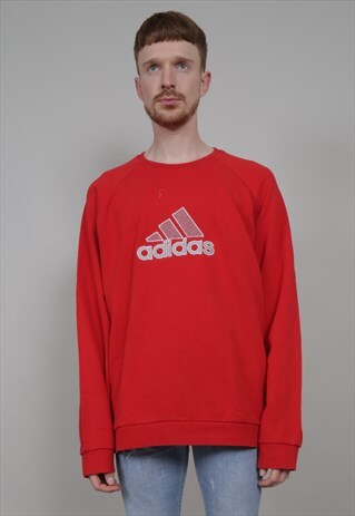 VINTAGE 90'S ADIDAS SUPER-OVERSIZED RED SWEATER