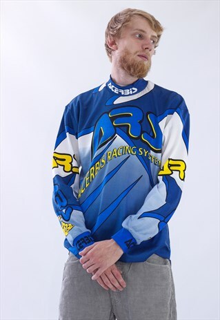 80S VINTAGE MENS ACERBIS LONG SLEEVE MOTO JERSEY SHIRT