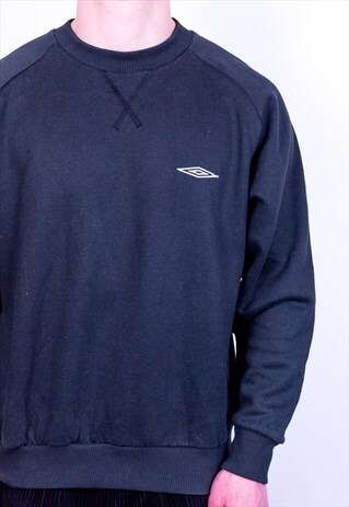 VINTAGE UMBRO SWEATSHIRT EMBROIDERED BLACK MEDIUM