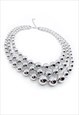 TRIO ROW BEADED NECKLACE IN SILVER 