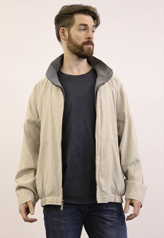 VINTAGE 1980S BEIGE BOMBER JACKET