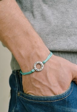 Life is what you make of it bracelet men silver turquoise