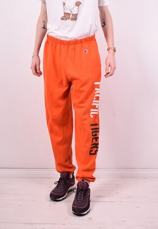 CHAMPION MENS VINTAGE TRACKSUIT TROUSERS W32 L31 ORANGE 90'S