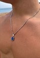 MENS ROYAL BLUE LAPIS LAZULI PENDANT NECKLACE 