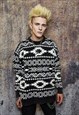 Aztec sweater native American print jumper premium top black