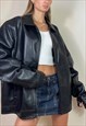 VINTAGE Y2K FAUX LEATHER BIKER RACING BOMBER JACKET BLACK