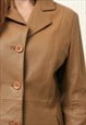 80S VINTAGE LEATHER BROWN TRENCH OUTWEAR AUTUMN COAT 4668