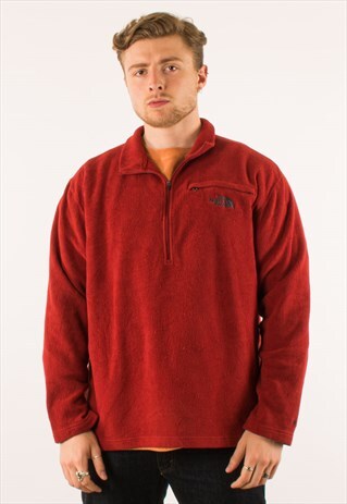 VINTAGE RED NORTH FACE QUARTER ZIP FLEECE