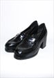 Vintage Y2K classic thick heel loafers in black