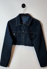 Vintage Upcycled Denim Crop Shirt Jacket Size 10-12