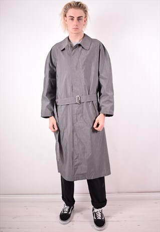 CERRUTI MENS VINTAGE TRENCH COAT LARGE GREY 90S